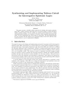 Synthesising and Implementing Tableau Calculi for Interrogative Epistemic Logics S¸tefan Minic˘a Amstelveen, The Netherlands 