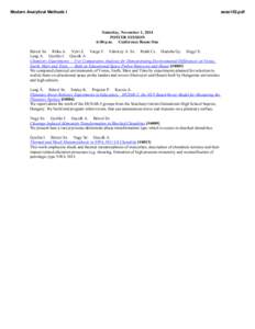 Modern Analytical Methods I  sess103.pdf Saturday, November 1, 2014 POSTER SESSION