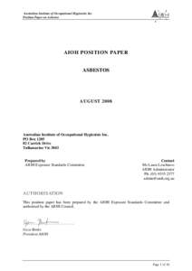 Microsoft Word - AIOH Position Paper Asbestos-4.doc