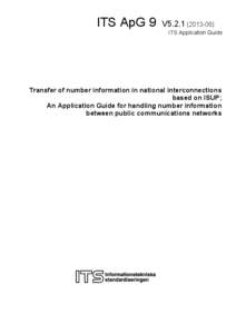 ITS ApG 9  V5ITS Application Guide  Transfer of number information in national interconnections