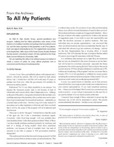 From the Archives:  To All My Patients Ruth M. Bain, M.D. EXPLANATION: Dr. Ruth M. Bain (Austin, Texas), general practitioner and