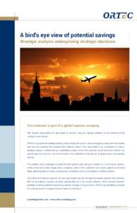 A bird’s eye view of potential savings  Strategic analysis underpinning strategic decisions Our customer is part of a global express company, with specific responsibility for high-speed air services using air capacity 
