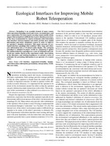 IEEE TRANSACTIONS ON ROBOTICS, VOL. 23, NO. 5, OCTOBEREcological Interfaces for Improving Mobile Robot Teleoperation