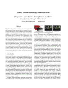 Memory Efficient Stereoscopy from Light Fields