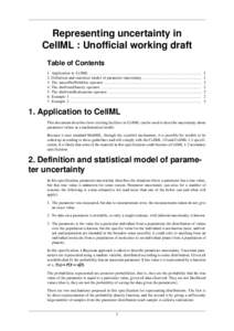 Representing uncertainty in CellML : Unofficial working draft Table of Contents 1. Application to CellML ............................................................................................... 2. Definition and s