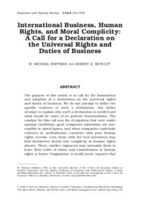 Business and Society Review 114:4 541–570  International Business, Human Rights, and Moral Complicity: A Call for a Declaration on the Universal Rights and