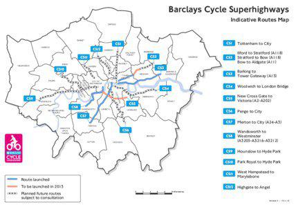 Barclays Cycle Superhighways Indicative Routes Map ENFIELD