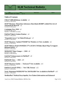 NLM Technical Bulletin, November-December 2009 issue