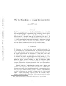 arXiv:math/0006149v3 [math.DG] 21 JunOn the topology of scalar-flat manifolds Anand Dessai  Abstract