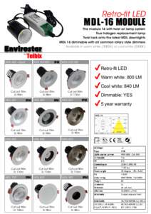 Retro-fit LED  MDL-16 module The module 16 with twist on lamp system True halogen replacement lamp