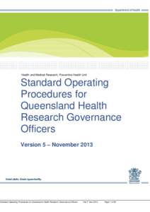 Standard Operating Procedures for Queensland Health Research Governance Officers
