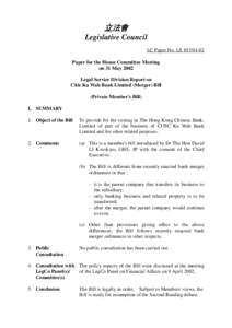 立法會 Legislative Council LC Paper No. LS[removed]Paper for the House Committee Meeting on 31 May 2002 Legal Service Division Report on
