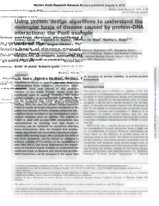 Nucleic Acids Research Advance Access published August 4, 2010 Nucleic Acids Research, 2010, 1–10 doi:nar/gkq683 Using protein design algorithms to understand the molecular basis of disease caused by protein–