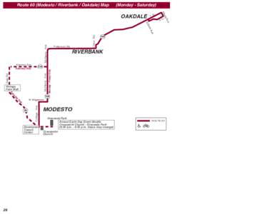 Route 60 (Modesto / Riverbank / Oakdale) Map  (Monday - Saturday) t.  t.