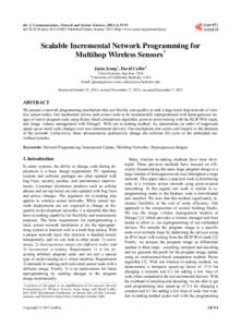 Int. J. Communications, Network and System Sciences, 2013, 6, 37-51 doi:ijcnsPublished Online Januaryhttp://www.scirp.org/journal/ijcns) Scalable Incremental Network Programming for Multihop Wi