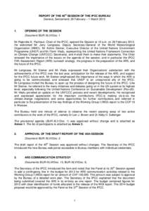  REPORT OF THE 46th SESSION OF THE IPCC BUREAU Geneva, Switzerland, 28 February – 1 March 2013