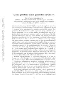 arXiv:math/0604610v2 [math.QA] 7 May[removed]Every quantum minor generates an Ore set ˇ Zoran Skoda [removed]