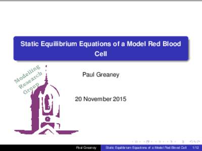 Static Equilibrium Equations of a Model Red Blood Cell Paul Greaney 20 November 2015