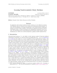 JMLR: Workshop and Conference Proceedings 34:109–123, 2014  Proceedings of the 12th ICGI Learning Nondeterministic Mealy Machines Ali Khalili