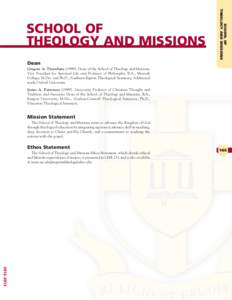 SCHOOL OF THEOLOGY AND MISSIONS SCHOOL OF THEOLOGY AND MISSIONS Dean