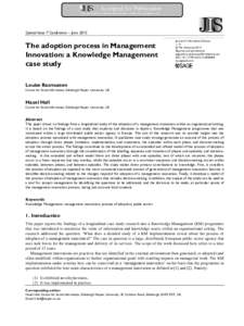 Product management / Innovation economics / Science and technology / Information systems / Innovation / Business / Science / Science and technology studies / Diffusion of innovations / Knowledge management / Information management / Adoption