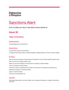 Issue 36  Table of Contents Breaking News Framework Agreed for Iran Nuclear Deal  Russia News