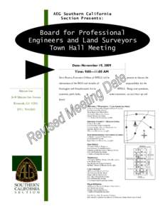 AEG Southern California Section Presents: Board for Professional Engineers and Land Surveyors Town Hall Meeting