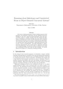 Reasoning about Inheritance and Unrestricted Reuse in Object-Oriented Concurrent Systems∗ Olaf Owe Department of Informatics, University of Oslo, Norway June 8, 2016