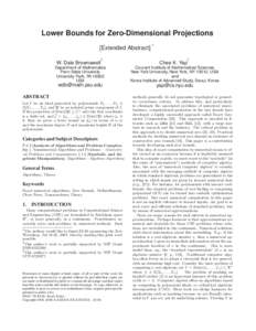 Lower Bounds for Zero-Dimensional Projections [Extended Abstract] W. Dale Brownawell †