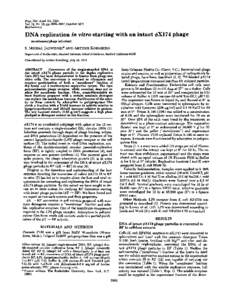 Proc. Not. A d . Sd.USA Vol. 72. No. 10,pp[removed]October 1975 Biochemistry DNA replication in vitro starting with an intact 6x174 phage (membranes/phage infection)