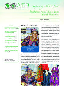Impacting West Africa:  Transforming People’s lives in Liberia through Microfinance Issue 1, April 2014