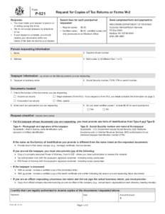 October 2013 P-521 Request for Copies of Tax Returns or Forms W-2 - Fillable Form