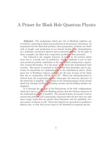 A Primer for Black Hole Quantum Physics  DR .R