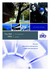 IMD DEGREE PROGRAM  The IMD MBA  90 exceptional