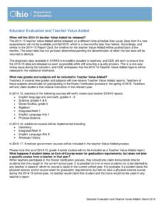 Transition to New Assessments: Impact on Report Cards and Teacher Evaluation  March 2015