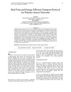 Journal Of Advanced Networking and Applications Vol. 01 No. 01 pages: Real Time and Energy Efficient Transport Protocol