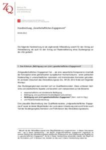 Johannes Gutenberg-Universität Mainz (JGU) Zentrum für Qualitätssicherung und -entwicklung (ZQ) Handreichung „Gesellschaftliches Engagement“ 