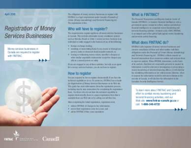 FINTRAC – Registration of Money Services Businesses – Financial Transactions and Reports Analysis Centre of Canada