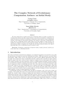 The Complex Network of Evolutionary Computation Authors: an Initial Study Carlos Cotta