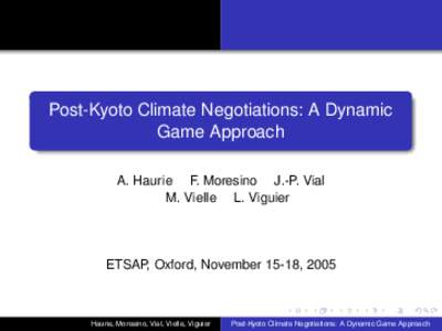 Post-Kyoto Climate Negotiations: A Dynamic Game Approach