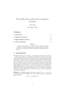 The Quillen plus-construction in algebraic K-theory Shan Shah 5th January[removed]Contents