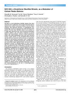 Research Article  NOV-002, a Glutathione Disulfide Mimetic, as a Modulator of
