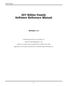 Table of Contents  IDT R30xx Family Software Reference Manual  Revision 1.0
