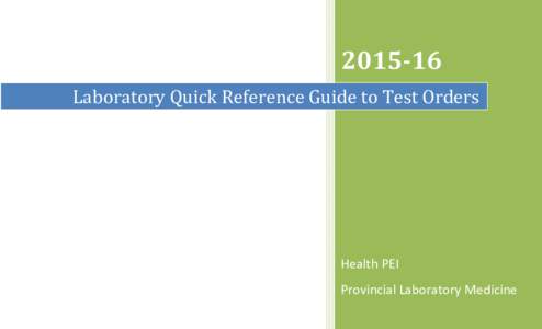 Laboratory Quick Reference Guide to Test Orders