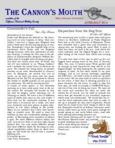 THE CANNON’S MOUTH newsletter of the California Historical Artillery Society Commander’s Call  Capt. Terry Thompson