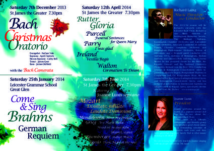 Bach Christmas Oratorio Saturday 7th December 2013 St James the Greater 7.30pm