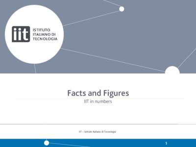 Facts and Figures IIT in numbers IIT – Istituto Italiano di Tecnologia  1