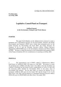 LC Paper No. CB[removed]) For Discussion on 23 May 2003 Legislative Council Panel on Transport Staffing Proposal
