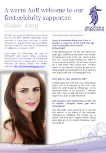 A warm AoR welcome to our first celebrity supporter: Susie Amy