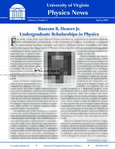 University of Virginia  Physics News Volume 2, Number 1  F